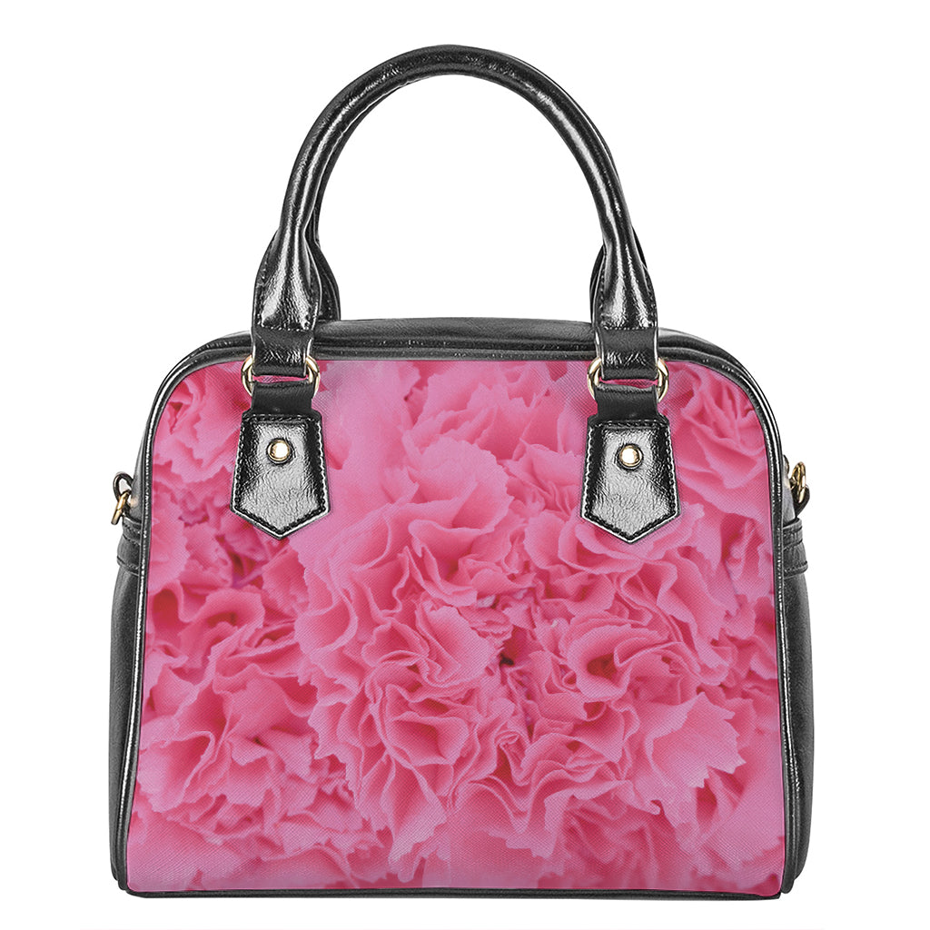 Pink Carnation Flower Print Shoulder Handbag