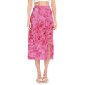 Pink Carnation Flower Print Side Slit Midi Skirt