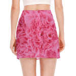 Pink Carnation Flower Print Side Slit Mini Skirt