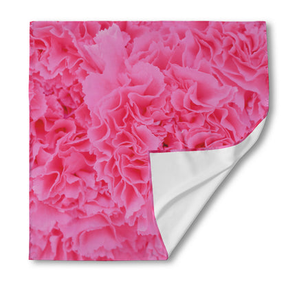 Pink Carnation Flower Print Silk Bandana