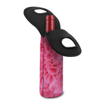 Pink Carnation Flower Print Single Neoprene Wine Tote