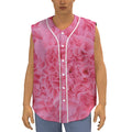 Pink Carnation Flower Print Sleeveless Baseball Jersey