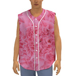 Pink Carnation Flower Print Sleeveless Baseball Jersey