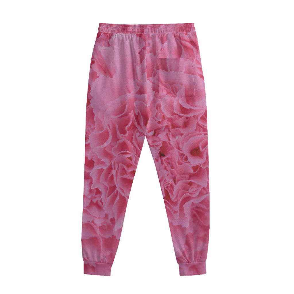 Pink Carnation Flower Print Sweatpants