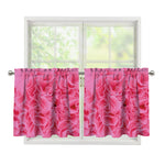 Pink Carnation Flower Print Tier Curtains