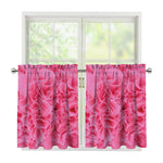 Pink Carnation Flower Print Tier Curtains