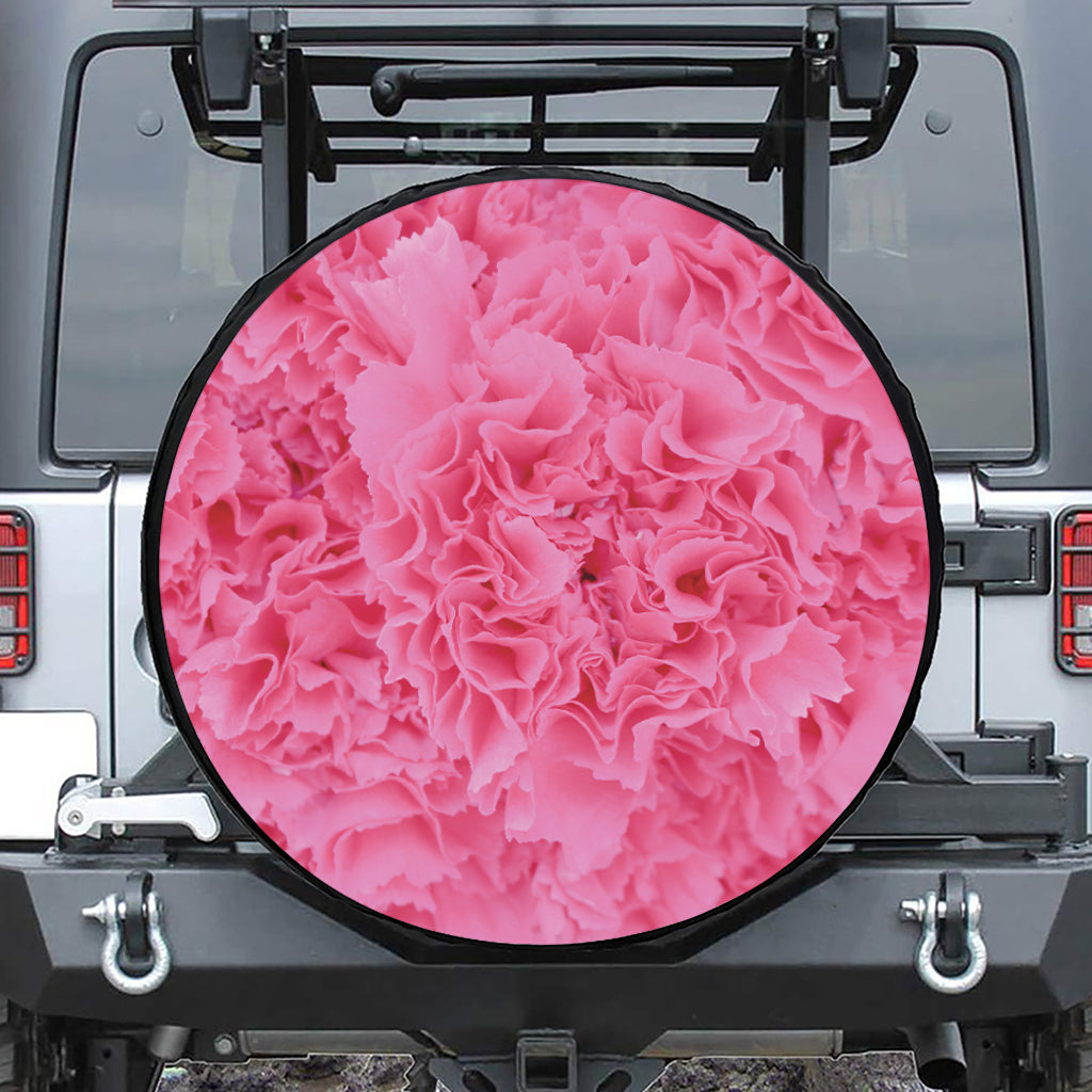 Pink Carnation Flower Print Tire Cover