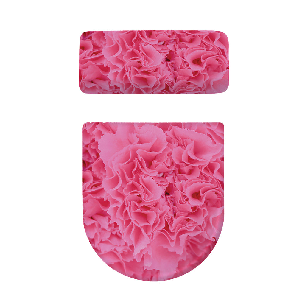 Pink Carnation Flower Print Toilet Lid And Tank Cover Set