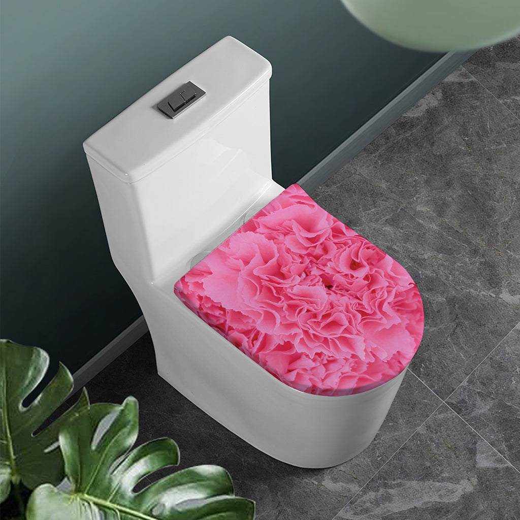 Pink Carnation Flower Print Toilet Lid Cover