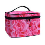Pink Carnation Flower Print Travel Makeup Bag