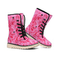 Pink Carnation Flower Print Winter Boots