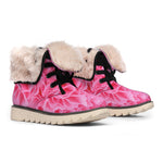Pink Carnation Flower Print Winter Boots