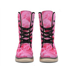 Pink Carnation Flower Print Winter Boots