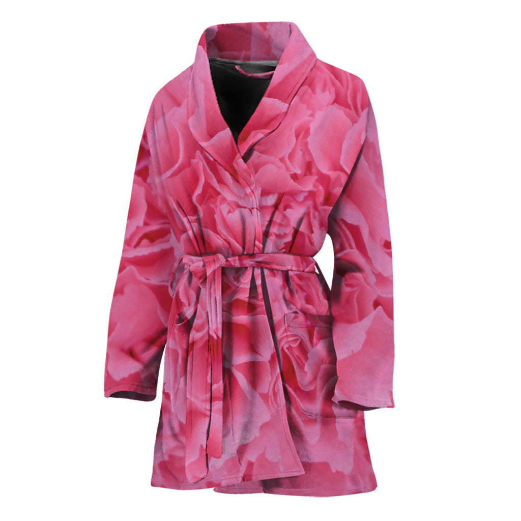 Pink Carnation Flower Print Women's Bathrobe