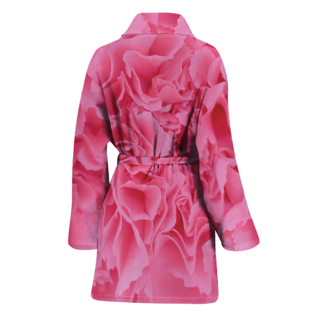 Pink Carnation Flower Print Women's Bathrobe
