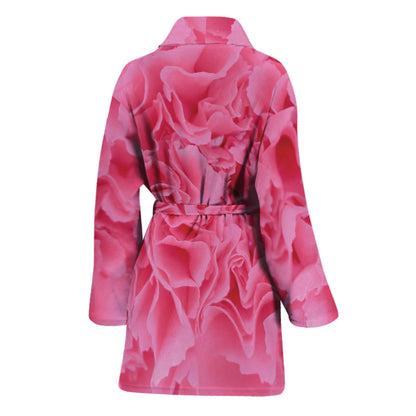 Pink Carnation Flower Print Women's Bathrobe