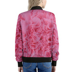 Pink Carnation Flower Print Women's Bomber Jacket