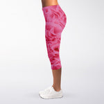 Pink Carnation Flower Print Women's Capri Leggings