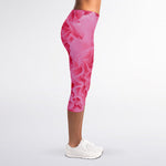Pink Carnation Flower Print Women's Capri Leggings