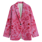 Pink Carnation Flower Print Women's Cotton Blazer