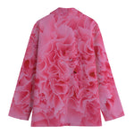 Pink Carnation Flower Print Women's Cotton Blazer