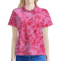 Pink Carnation Flower Print Women's Polo Shirt