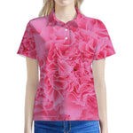 Pink Carnation Flower Print Women's Polo Shirt