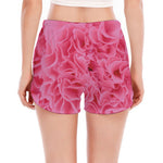 Pink Carnation Flower Print Women's Split Running Shorts
