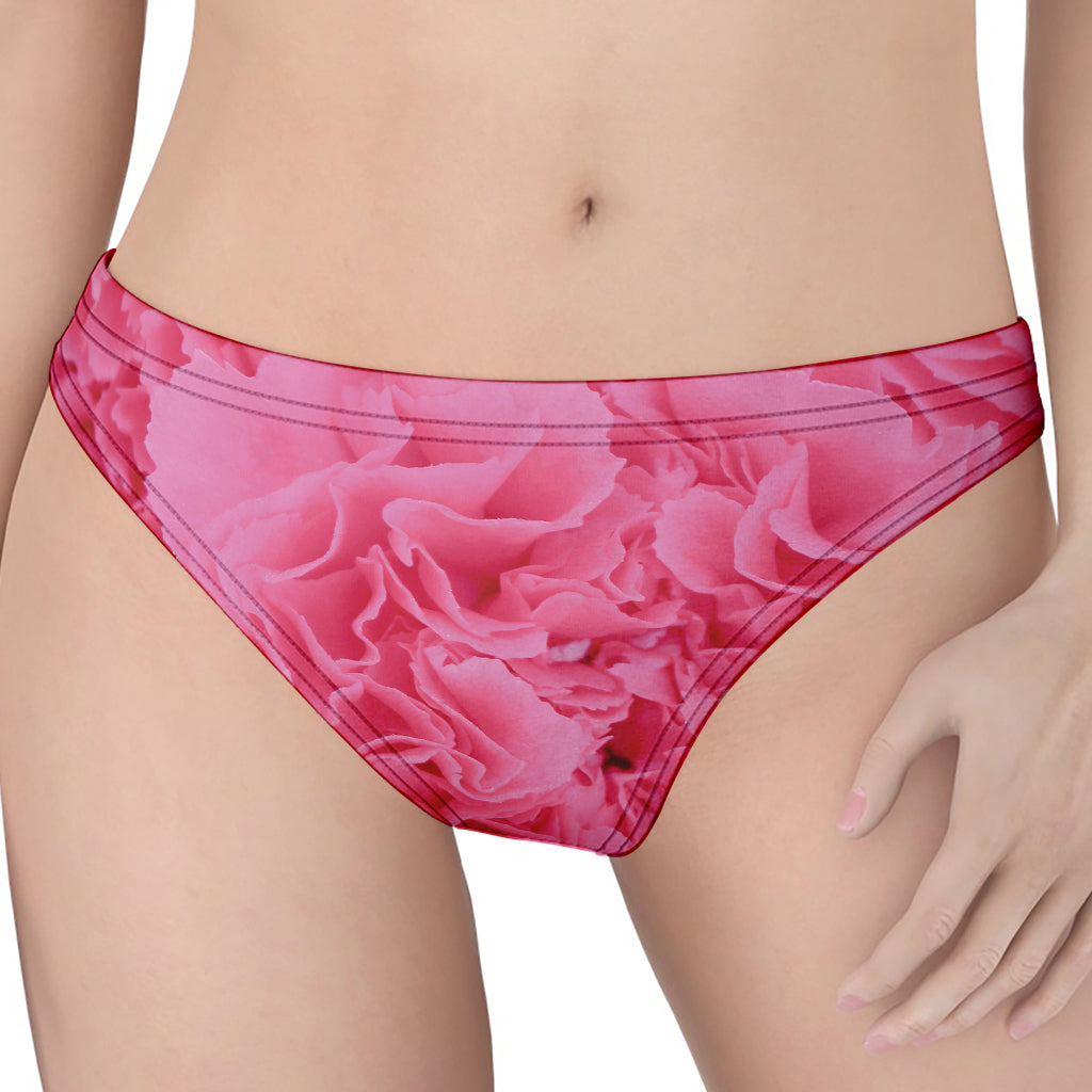 Pink Carnation Flower Print Women's Thong