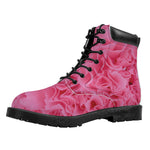 Pink Carnation Flower Print Work Boots