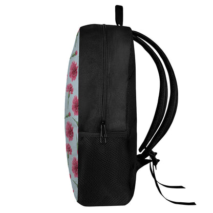 Pink Carnation Pattern Print 17 Inch Backpack