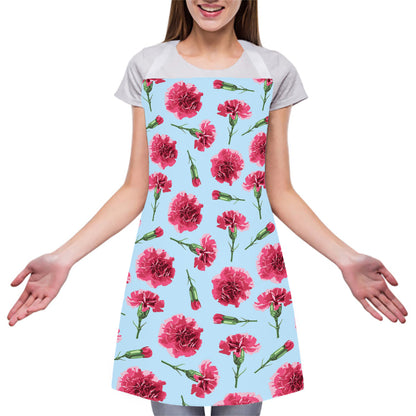 Pink Carnation Pattern Print Adjustable Apron