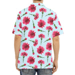 Pink Carnation Pattern Print Aloha Shirt