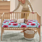 Pink Carnation Pattern Print Baby Crib Sheet
