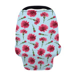 Pink Carnation Pattern Print Baby Seat Cover