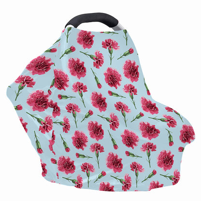 Pink Carnation Pattern Print Baby Seat Cover