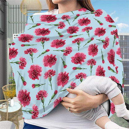 Pink Carnation Pattern Print Baby Seat Cover