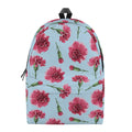 Pink Carnation Pattern Print School Backpack