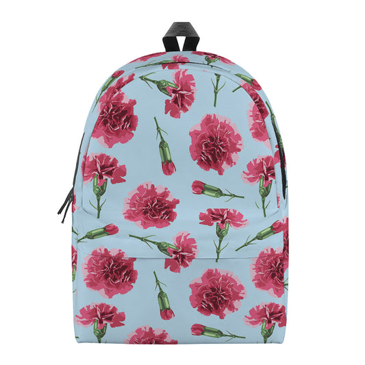 Pink Carnation Pattern Print Backpack