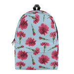 Pink Carnation Pattern Print Backpack