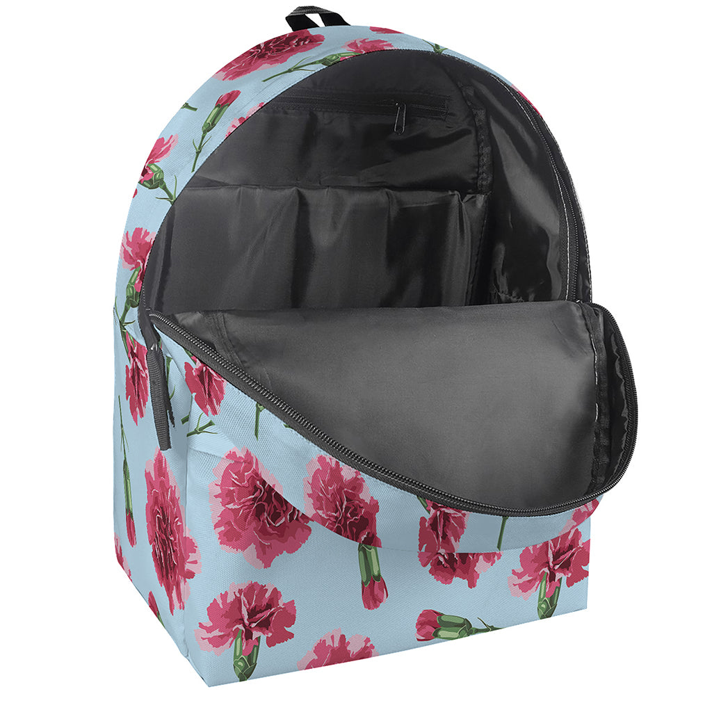 Pink Carnation Pattern Print Backpack