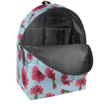 Pink Carnation Pattern Print Backpack