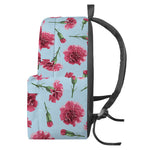 Pink Carnation Pattern Print Backpack