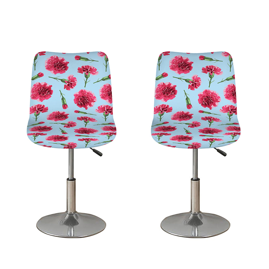 Pink Carnation Pattern Print Bar Stool Covers