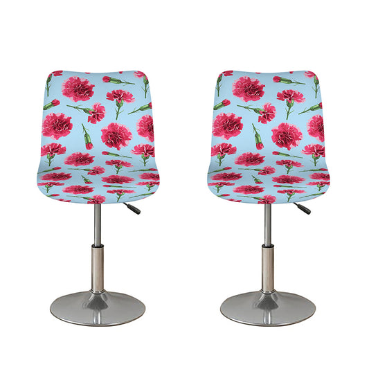 Pink Carnation Pattern Print Bar Stool Covers