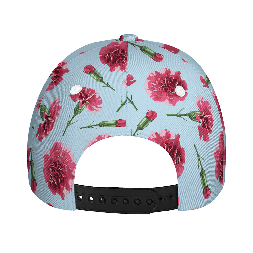 Pink Carnation Pattern Print Baseball Cap