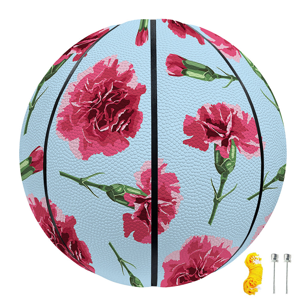 Pink Carnation Pattern Print Basketball
