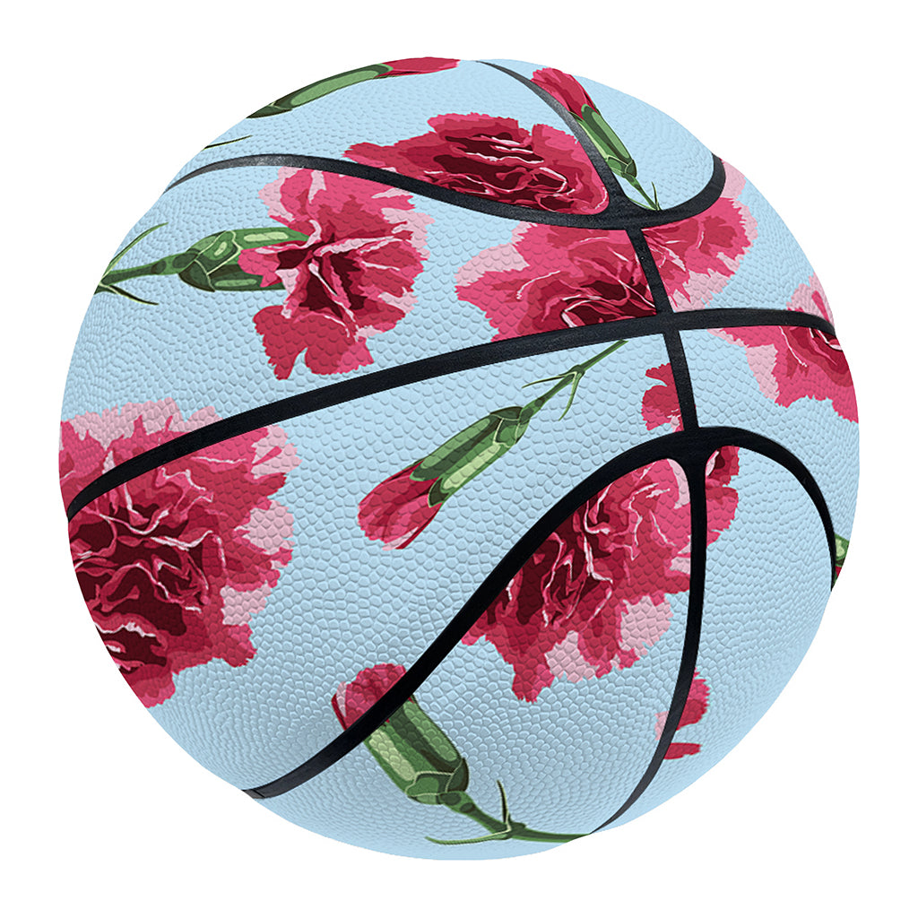 Pink Carnation Pattern Print Basketball