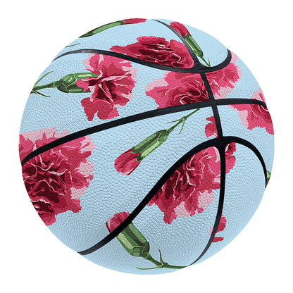 Pink Carnation Pattern Print Basketball