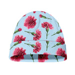 Pink Carnation Pattern Print Beanie